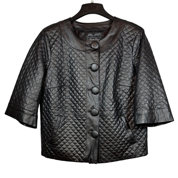 Terry Lewis Luxury Collection, 100% Leather Quilted Jacket, 3/4 Sleeves, Size 1X - Picture 1 of 7